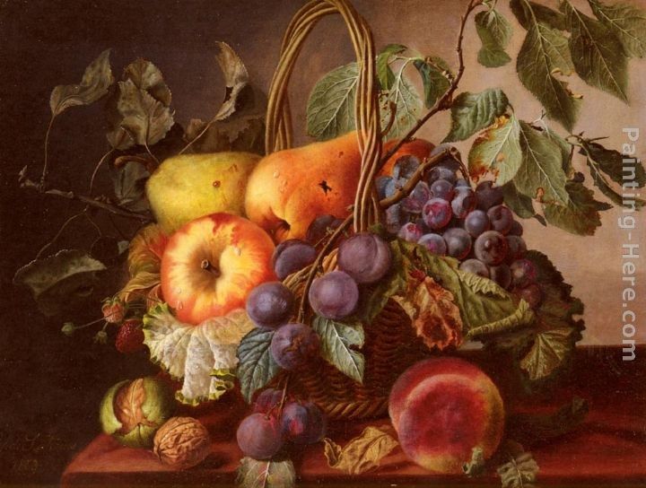 Virginie de Sartorius A Still Life With A Basket Of Fruit